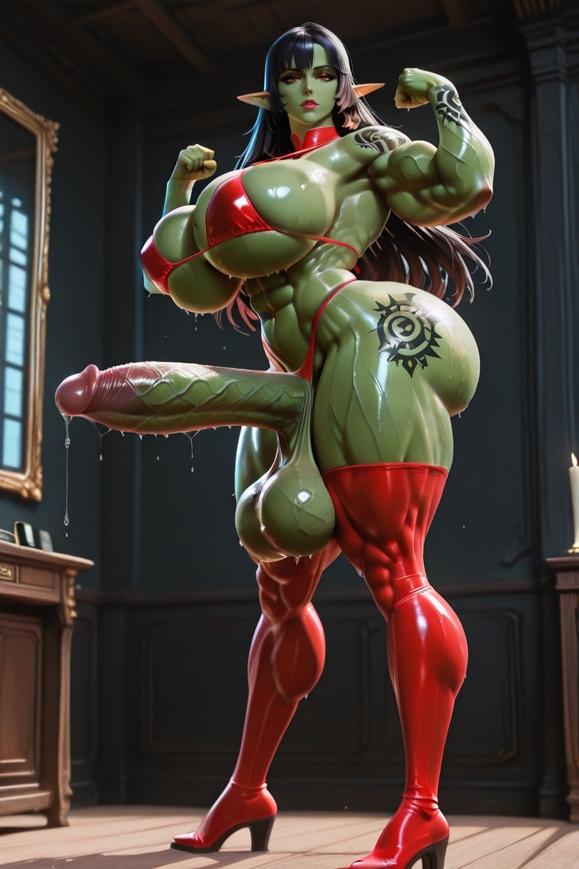 Hyper Cock Growth, Wide Body, Hyper Large Muscles Shemale AI Porn