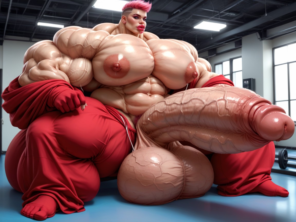 Hyper Absurdly Enormous Gigantic Muscle Women, Extremely Muscular, Rounded Breast Shemale AI Porn