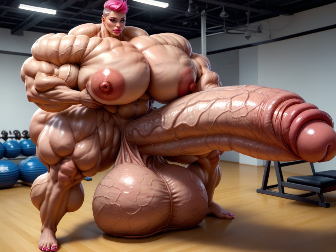 Hyper Absurdly Enormous Gigantic Muscle Women, Hyper Gigantic Massive Penis, Hyper Absurdly Oversized Penis Shemale AI Porn