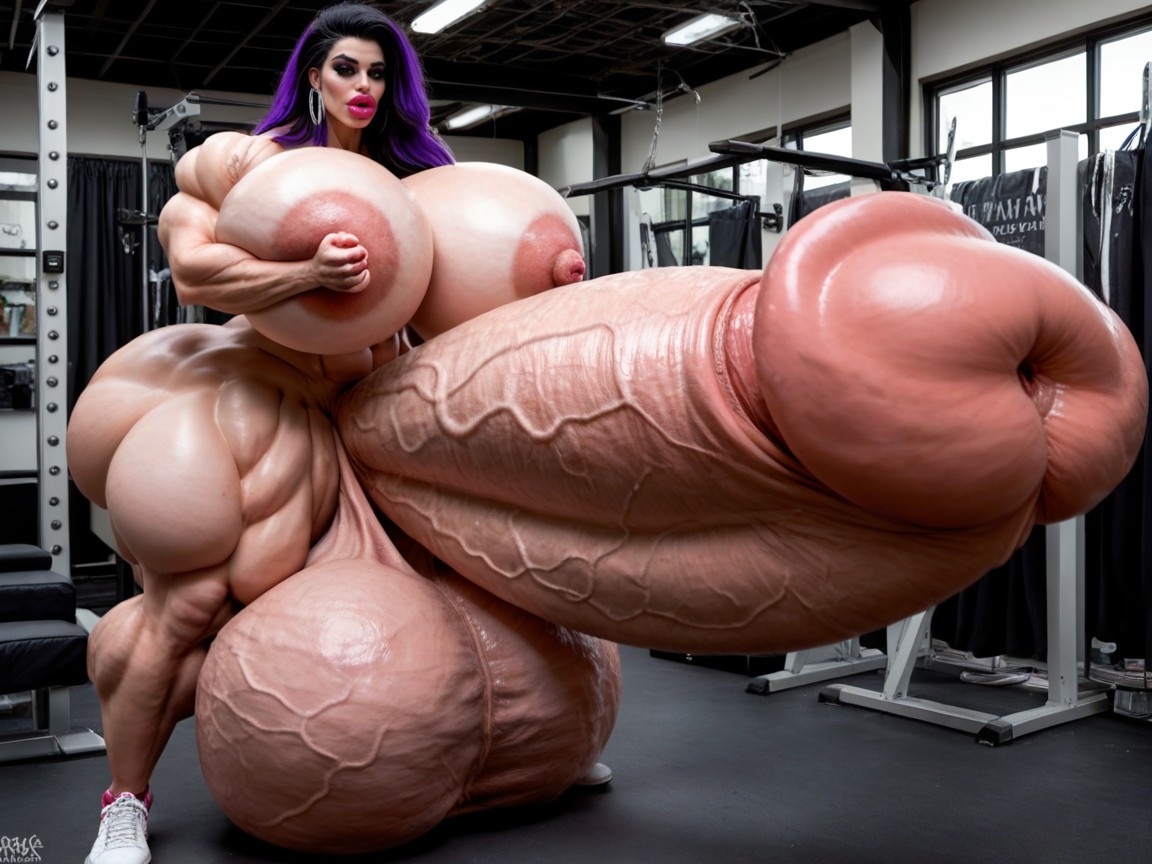 Muscle Women, Penis Is Just Way Too Gigantic, Hyper Gigantic Massive Abs Shemale AI Porn