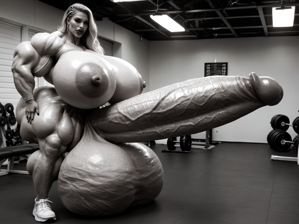 Penis The Size Of The Gym, Hyper Absurdly Gigantic Massive Muscle, Hyper Gigantic Balls Shemale AI Porn