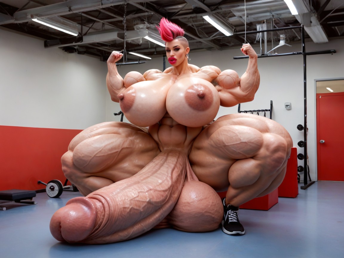 Hdr, Penis Gigantic Then Torso, Hyper Oversized Muscle Shemale AI Porn