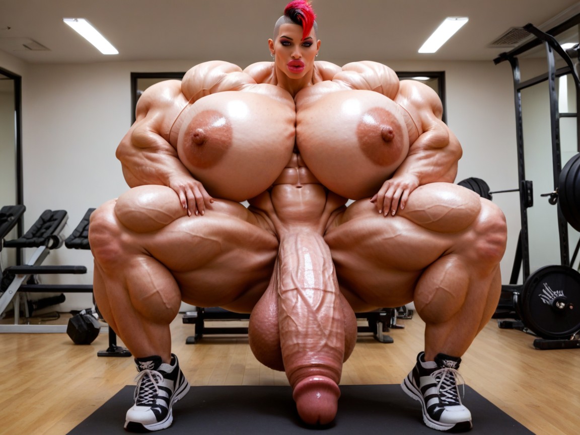 Balls Are Big Enough To Touch The Floor, Huge Veins Penis, Hyper Gigantic Massive Penis Shemale AI Porn
