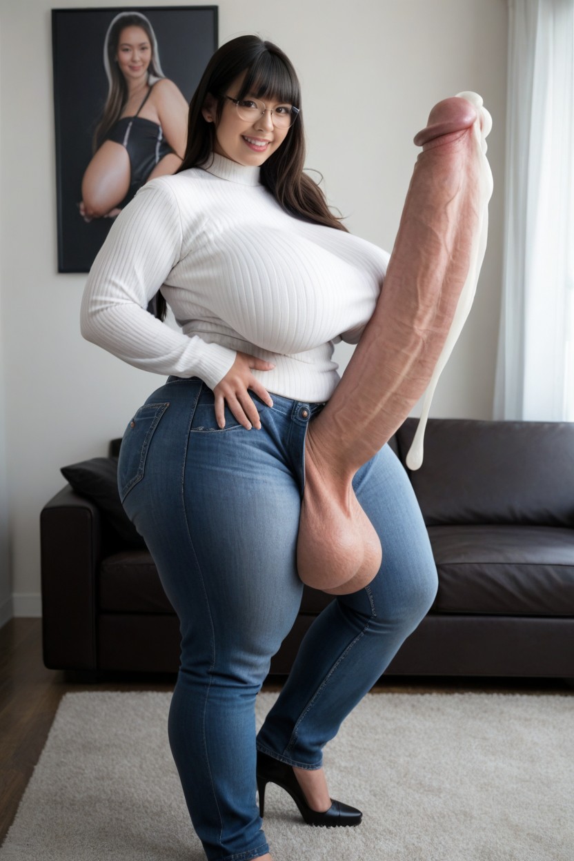Extremely Large Ass, Tall Thick Milf, Hyper Breasts Straining Top Shemale AI Porn