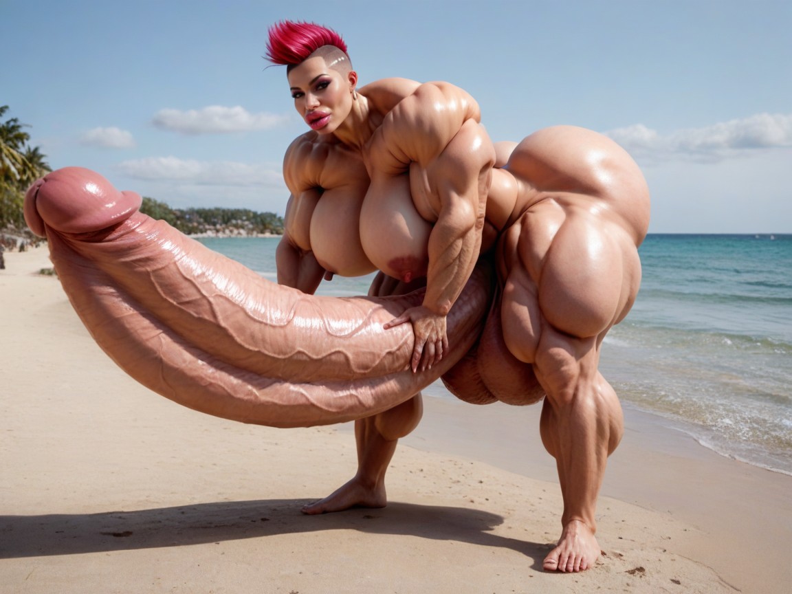 Naked, Hdr, Hyper Gigantic Massive Biceps Shemale AI Porn