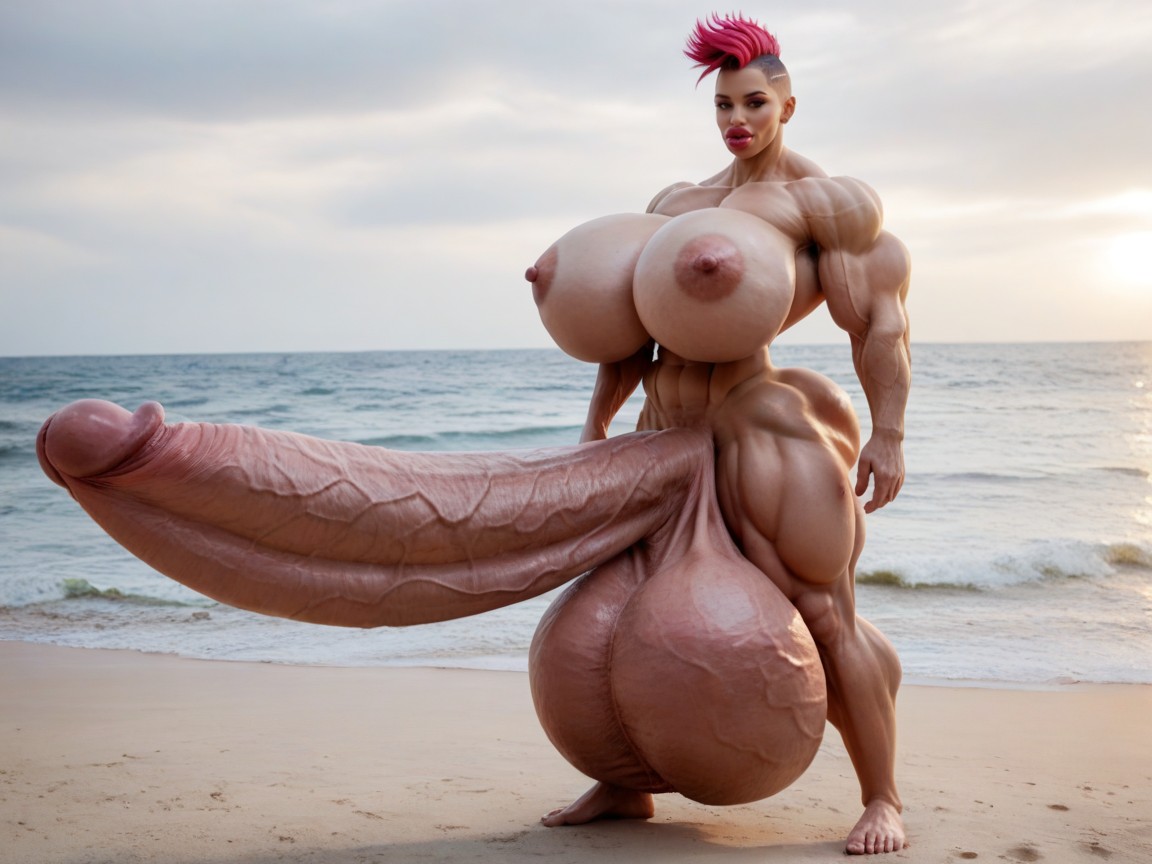 Hyper Absurdly Gigantic Massive Muscle, Super Model, Extremely Muscular Shemale AI Porn