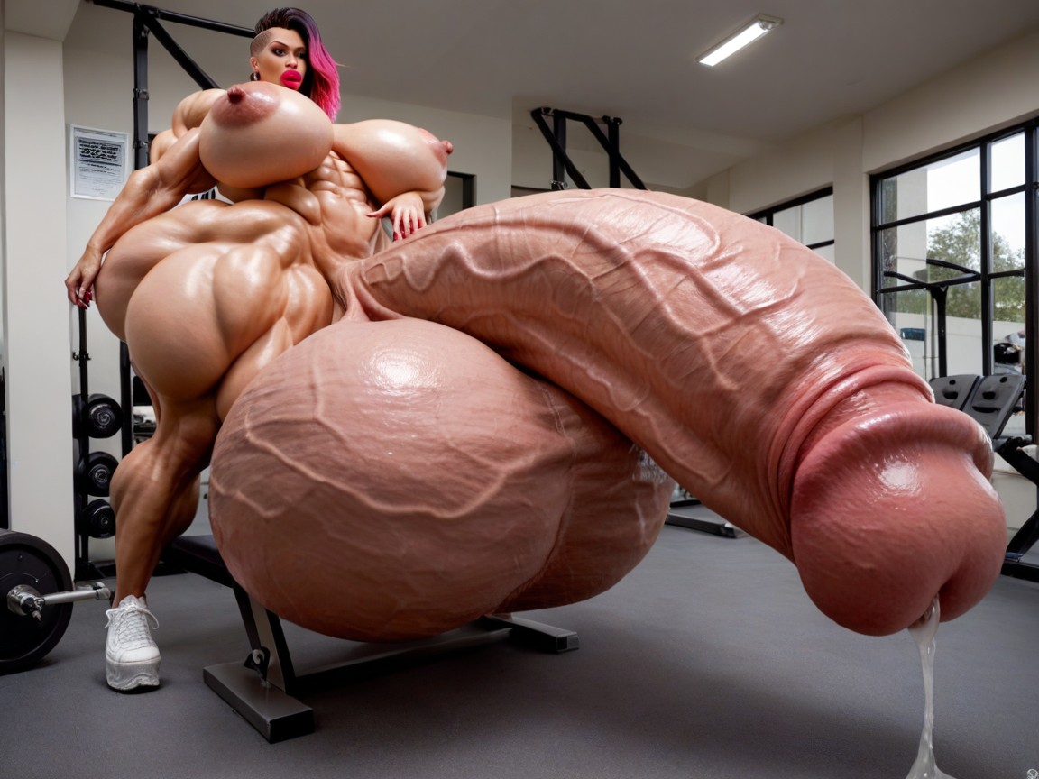 Hyper Gigantic Massive Penis, Hyper Oversized Wide Penis, Penis Bigger Than Body Shemale AI Porn