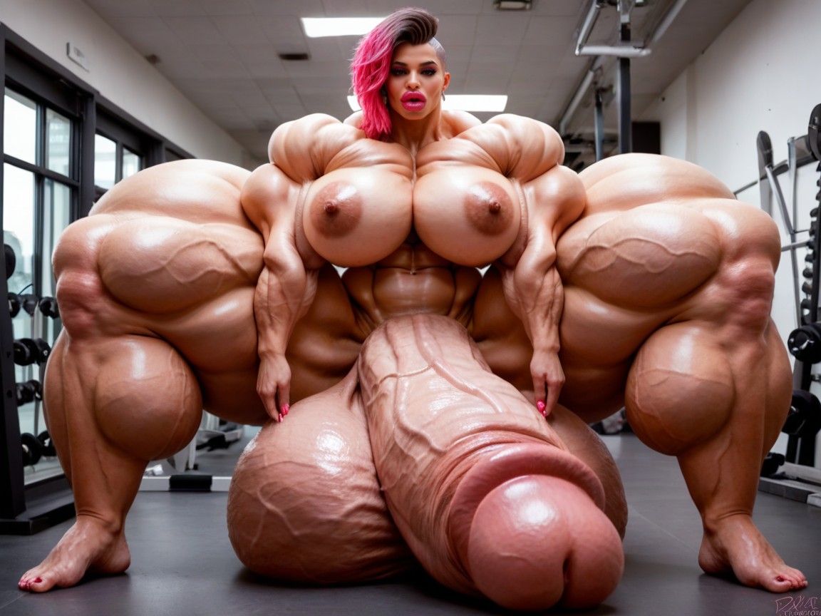 Hdr, Hyper Absurdly Extreme Enormous Muscle, Hyper Gigantic Muscle Growth Shemale AI Porn
