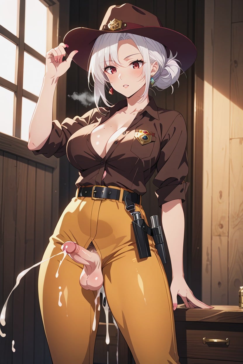 Anime Style, Tight Pants, Hot Breath Panting Shemale AI Porn