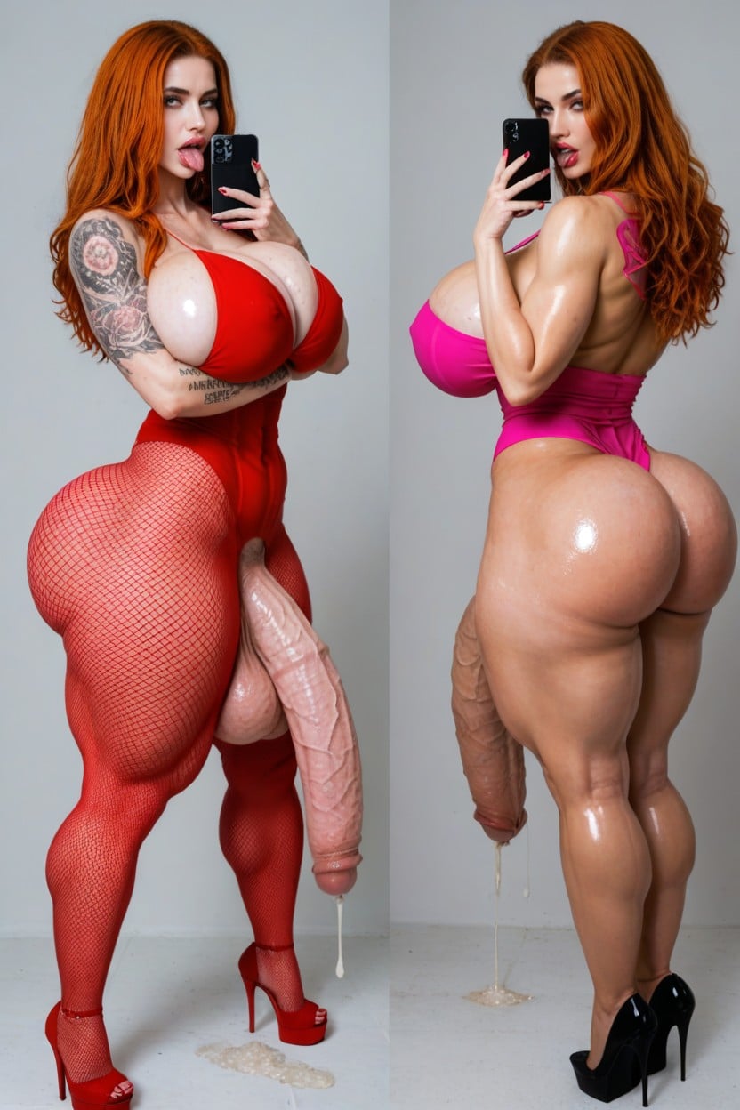 Vue De Côté, Corps Entier, Horny Porno IA transsexuelle