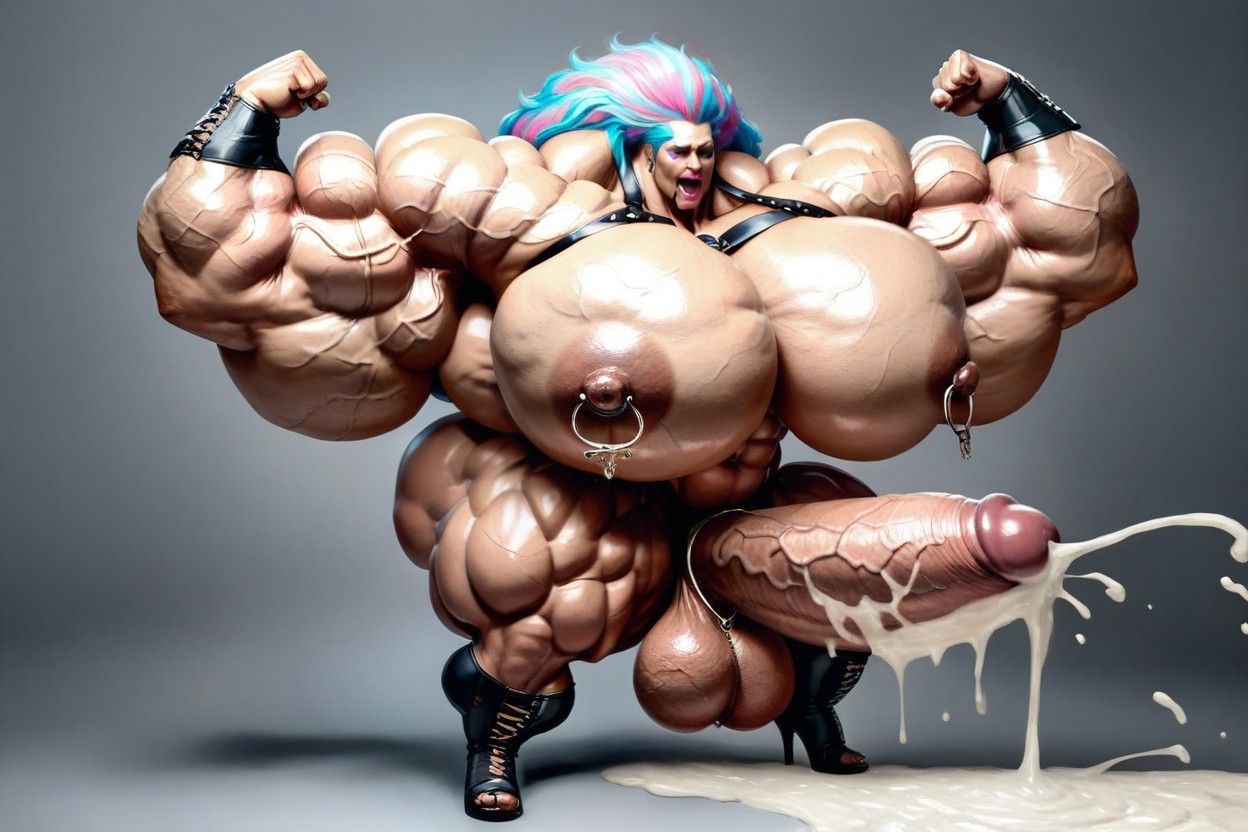 Giant Torso, Hyper Veiny Abs, Breast Expansion Shemale AI Porn