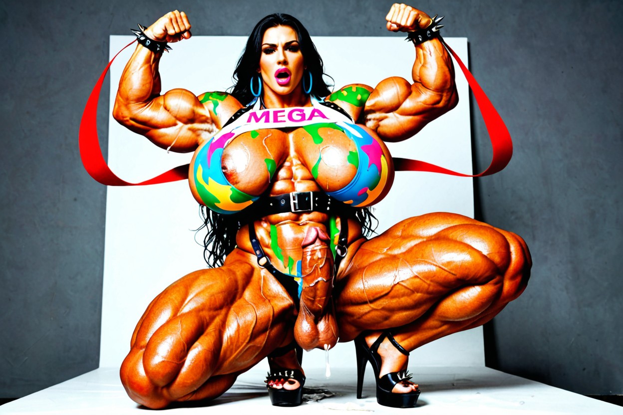 Huge Ass, Over Exaggerated Muscle Mass, Pretty Face Porno IA transsexuelle