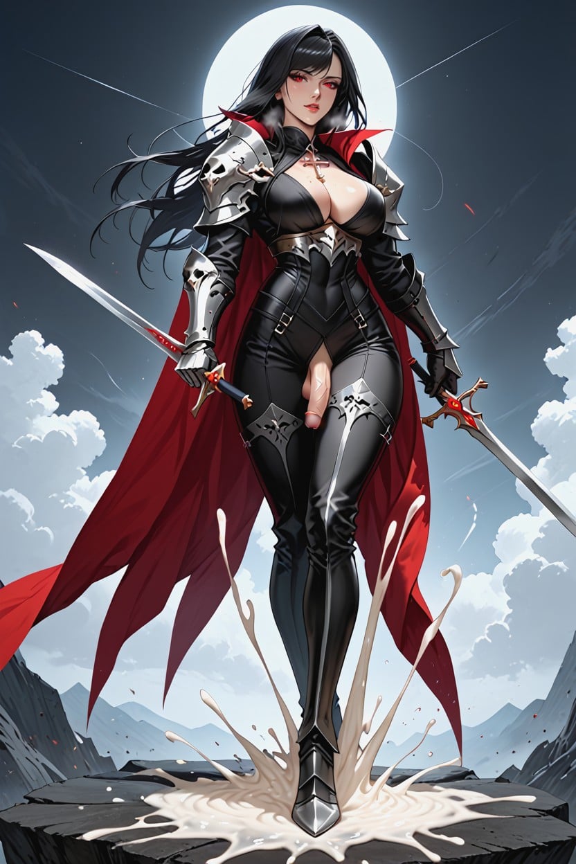 Hot Breath Panting, Black Gothic Armor, Armored Gauntlets Shemale AI Porn