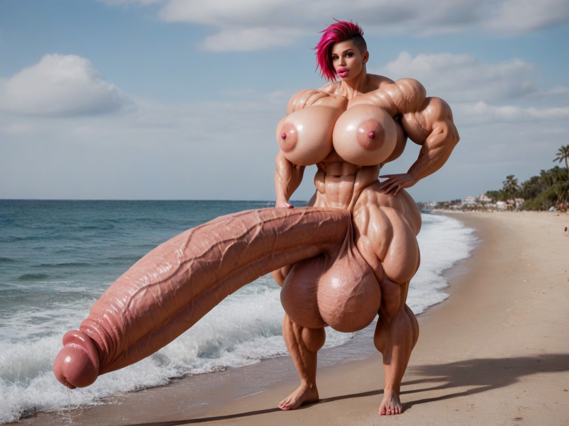Extrêmement Musclé, Hyper Gigantic Lips, Balls Are Big Enough To Touch The Floor Porno IA transsexuelle