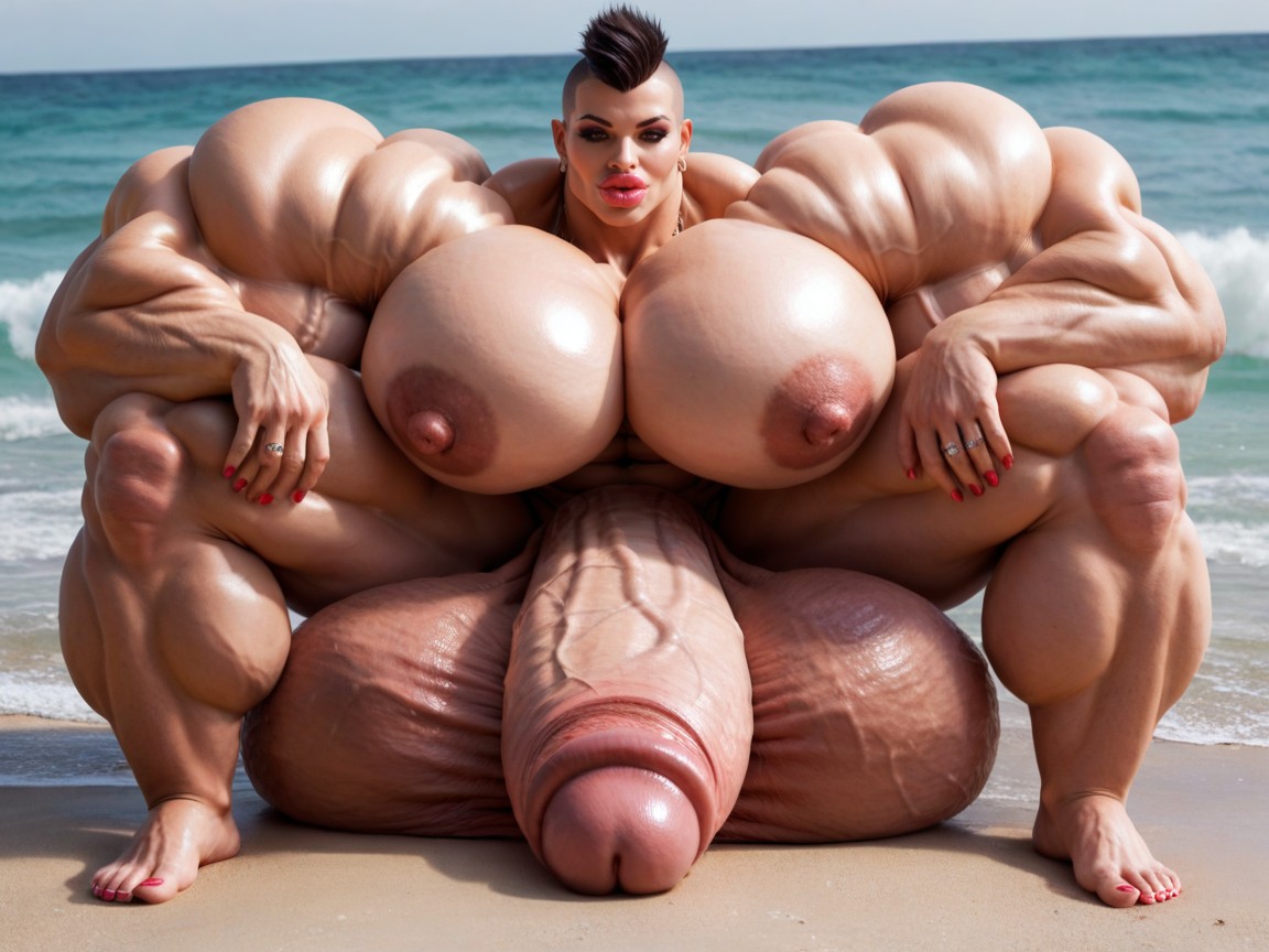 Hyper Gigantic Massive Penis, Gorgeous Face, Hdr Shemale AI Porn