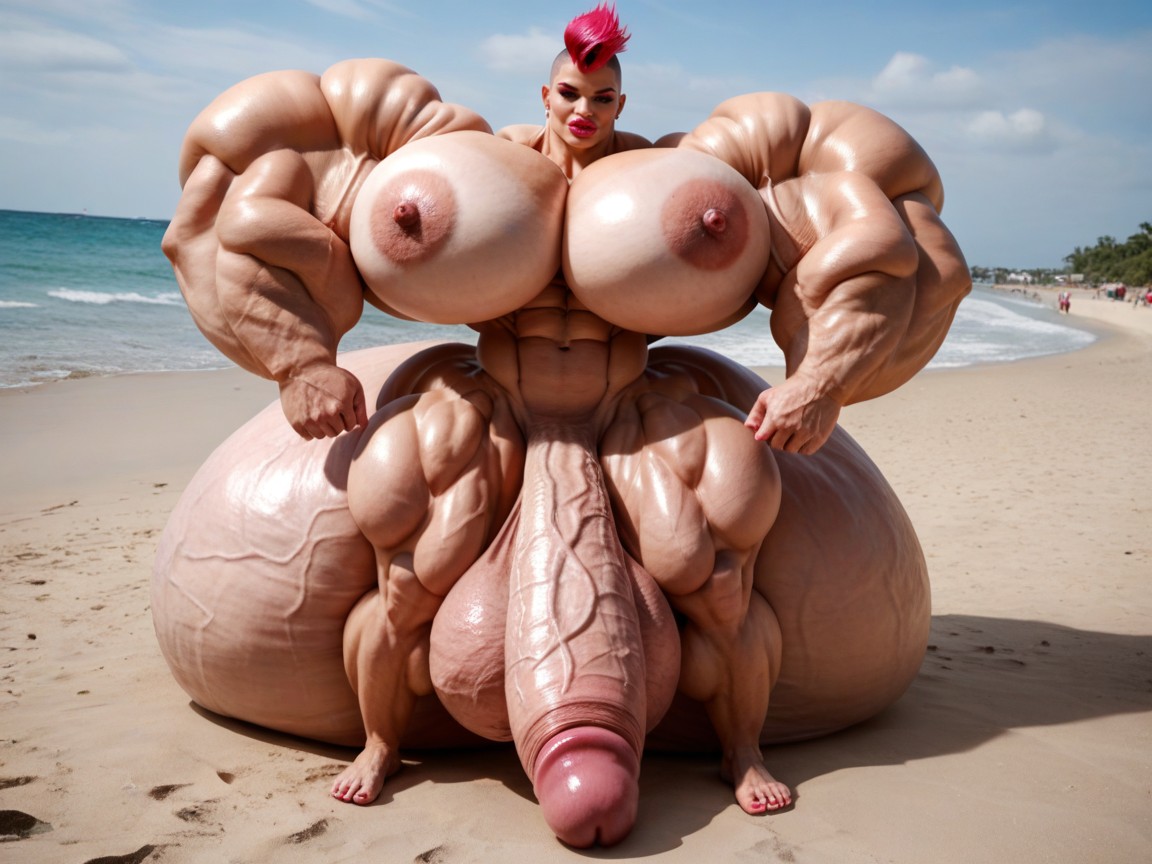 Hyper Absurdly Oversized Penis, Nude Hyper Futanari With Hyper Gigantic Penis, Hyper Gigantic Muscle Hips Shemale AI Porn