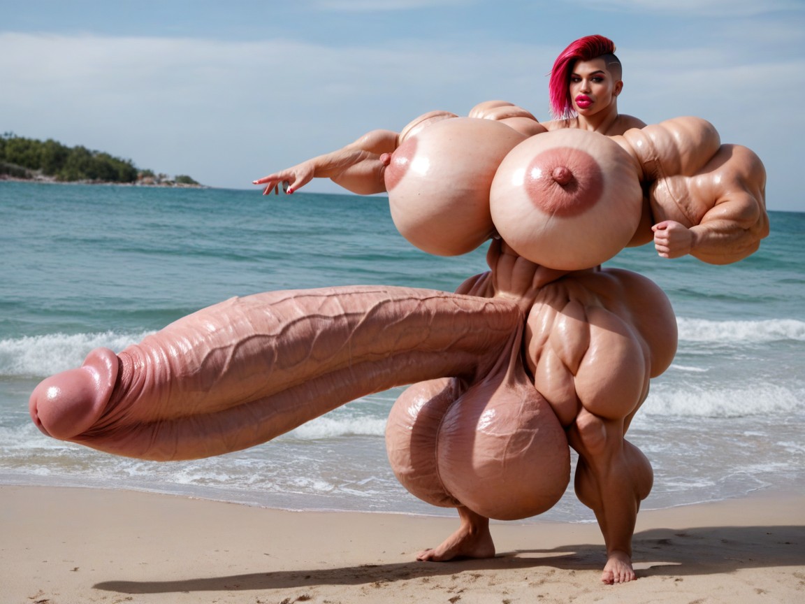 Nude Hyper Futanari With Hyper Gigantic Penis, Hyper Gigantic Muscle Hips, Hyper Gigantic Massive Biceps Porno shemale IA
