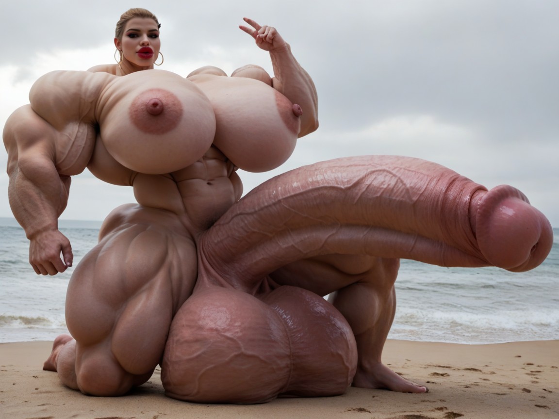 Penis Is Just Way Too Gigantic, Hyper Absurdly Oversized Muscle, Super Model Shemale AI Porn