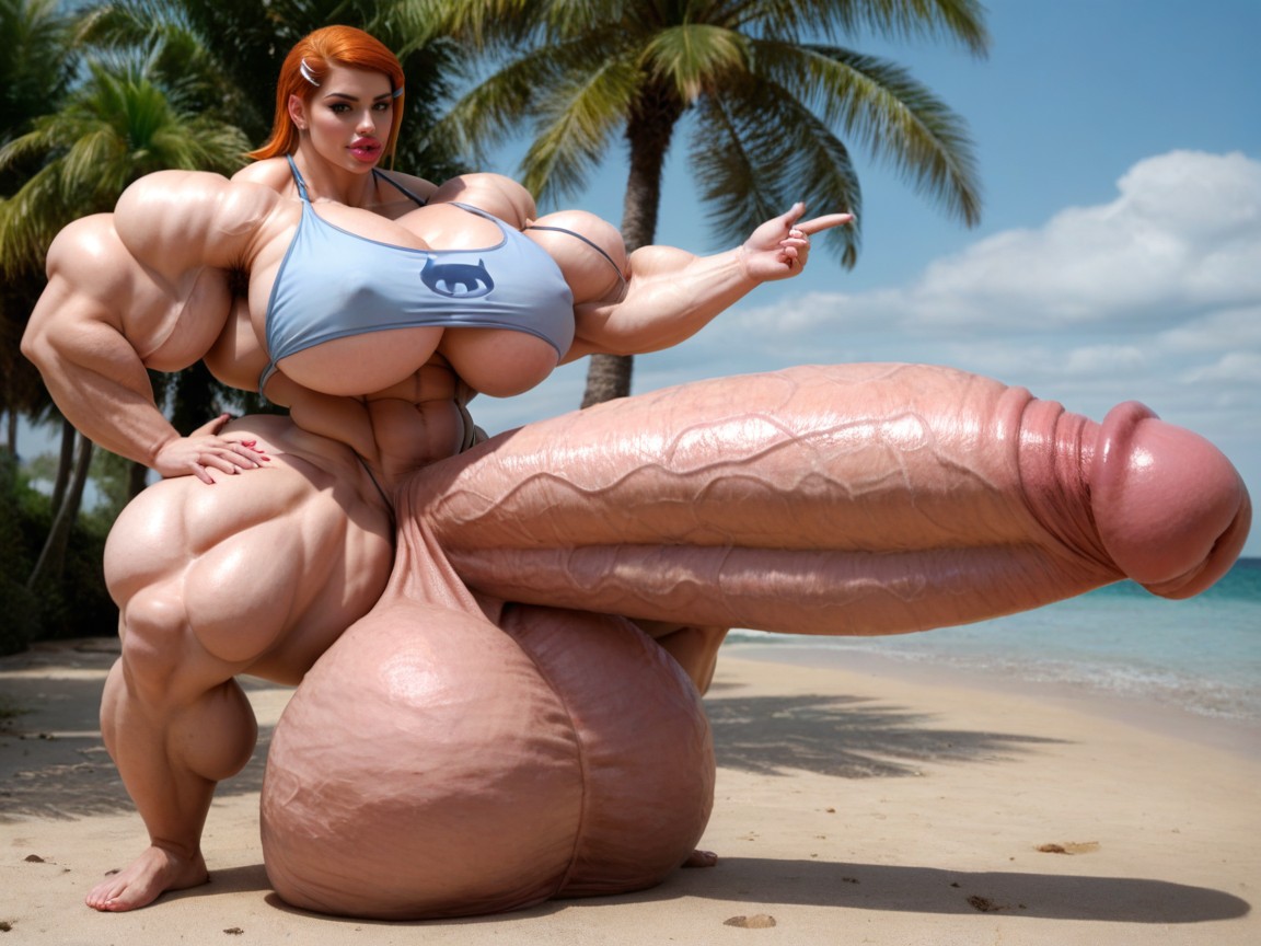 Hyper Gigantic Penis, Hyper Gigantic Balls, Hyper Gigantic Muscle Hips Shemale AI Porn