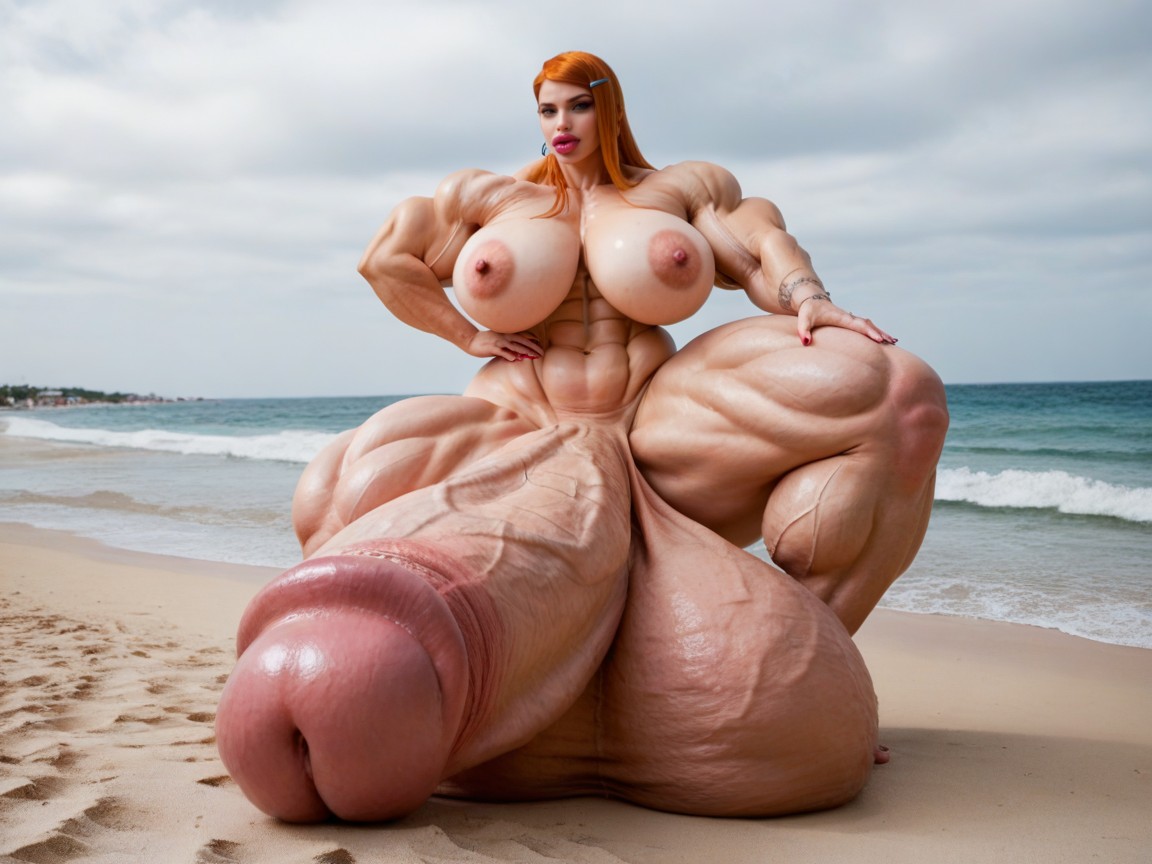 Hyper Gigantic Muscle Hips, Penis Is Just Way Too Gigantic, Hyper Absurdly Oversized Penis Shemale AI Porn