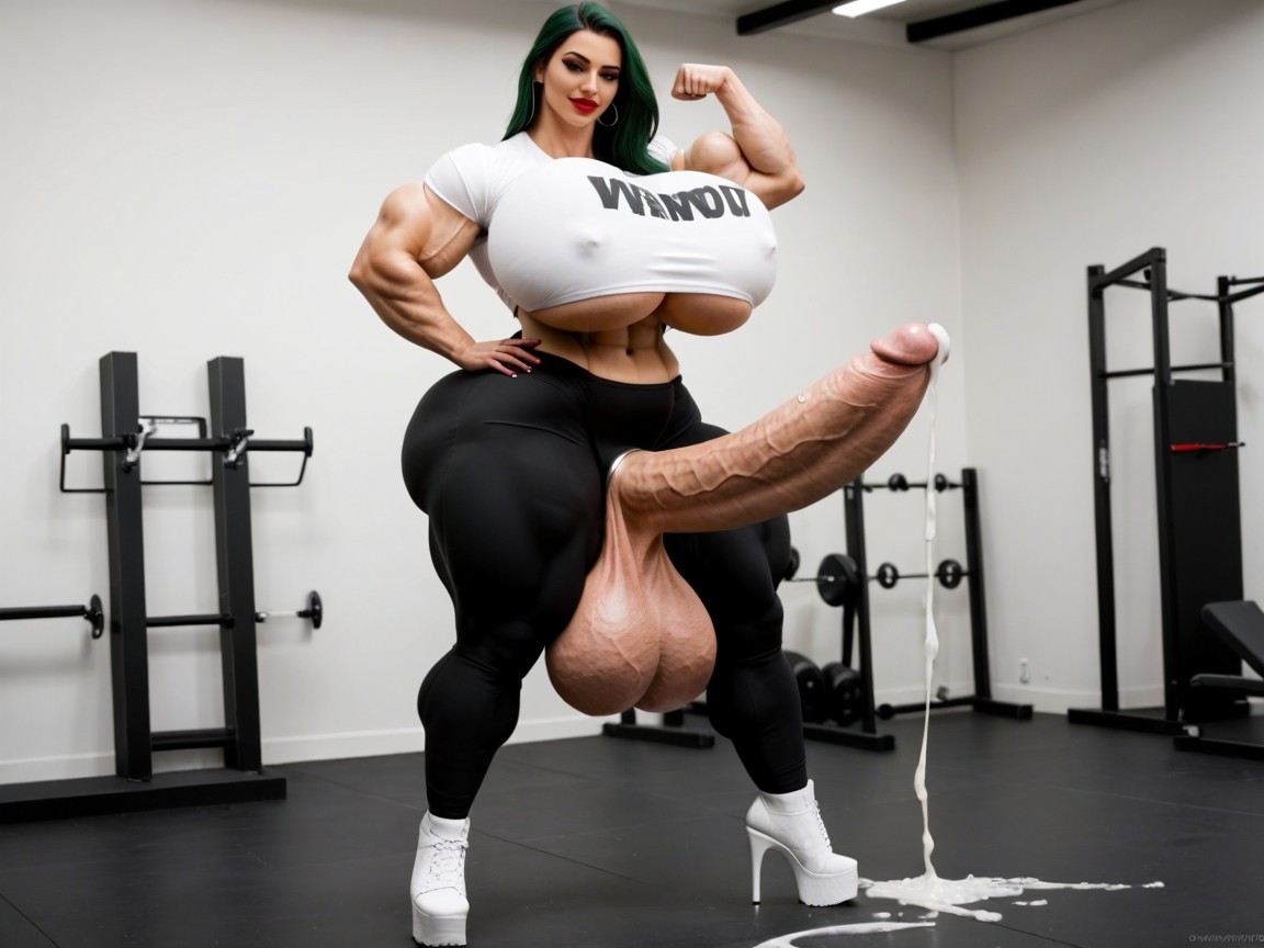 Futanari With Erect Penis, Massive Huge Cock, Gigantic Shemale AI Porn