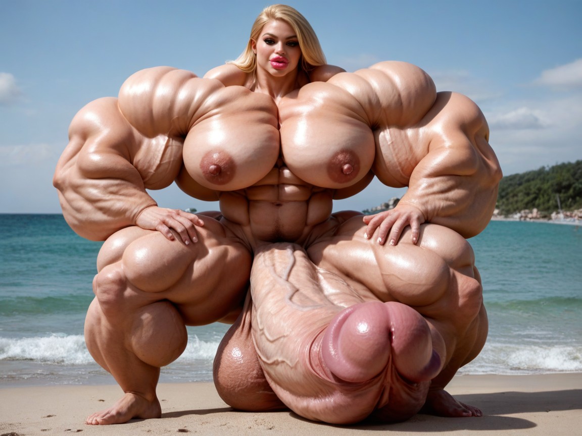 Hyper Absurdly Oversized Penis, Penis Bigger Than Body, Balls Are Just Too Gigantic Shemale AI Porn