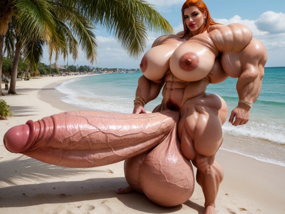 Hyper Gigantic Massive Biceps, Hyper Gigantic Swollen Bimbo Lips, Hyper Absurdly Oversized Gigantic Massive Muscle Shemale AI Porn