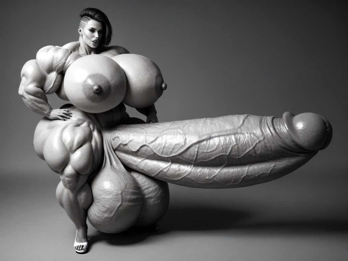 Hyper Absurdly Gigantic Massive Muscle, Nude Hyper Futanari With Hyper Gigantic Penis, 18+ Shemale AI Porn