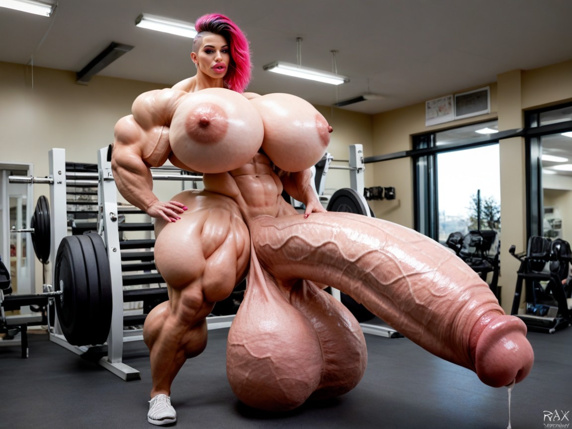 Hyper Gigantic Penis, 18+, Extremely Muscular Shemale AI Porn
