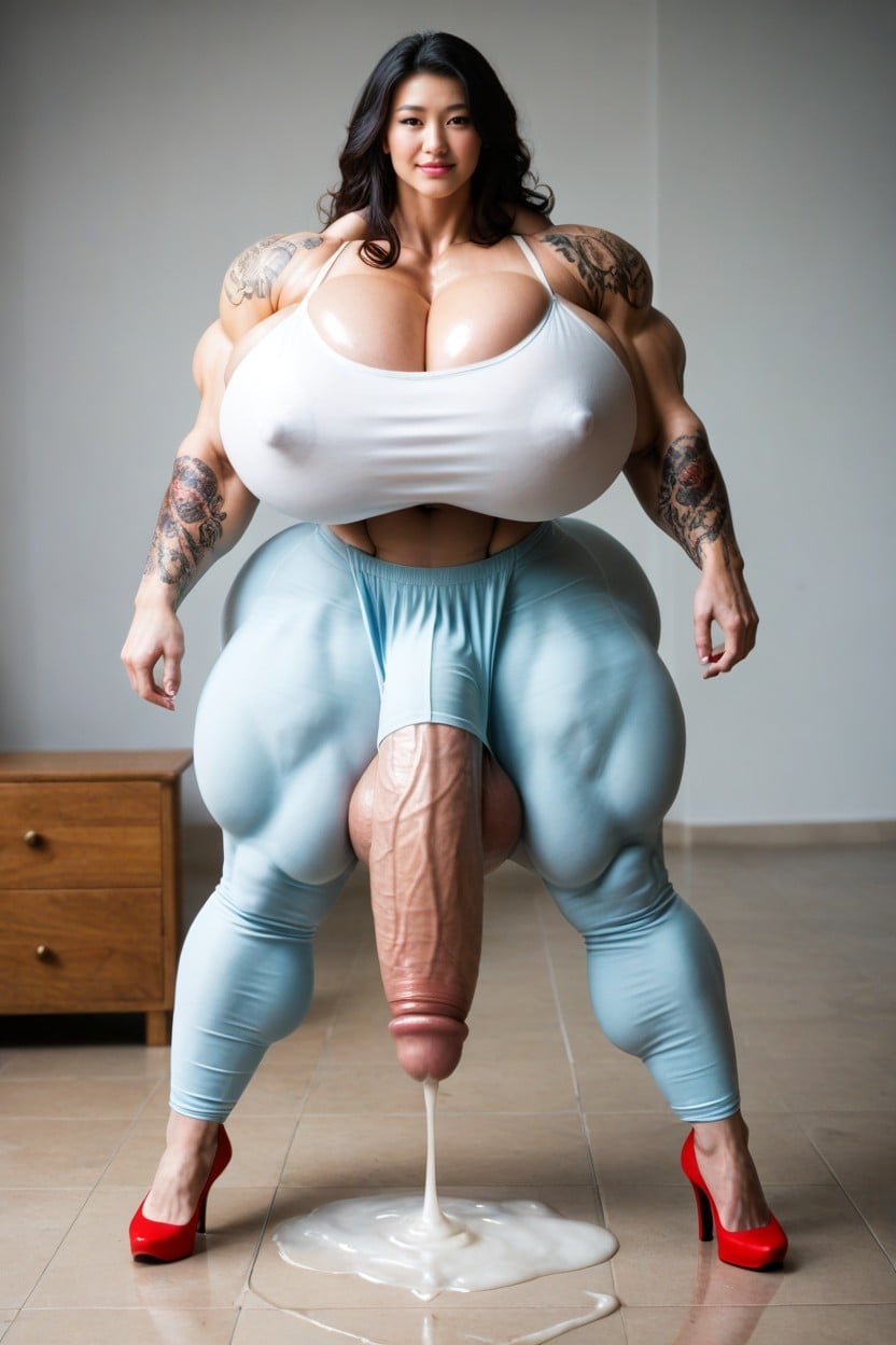 Huge Muscular Ass, 하이퍼 하체 무거운, Happy 쉬메일 AI 포르노