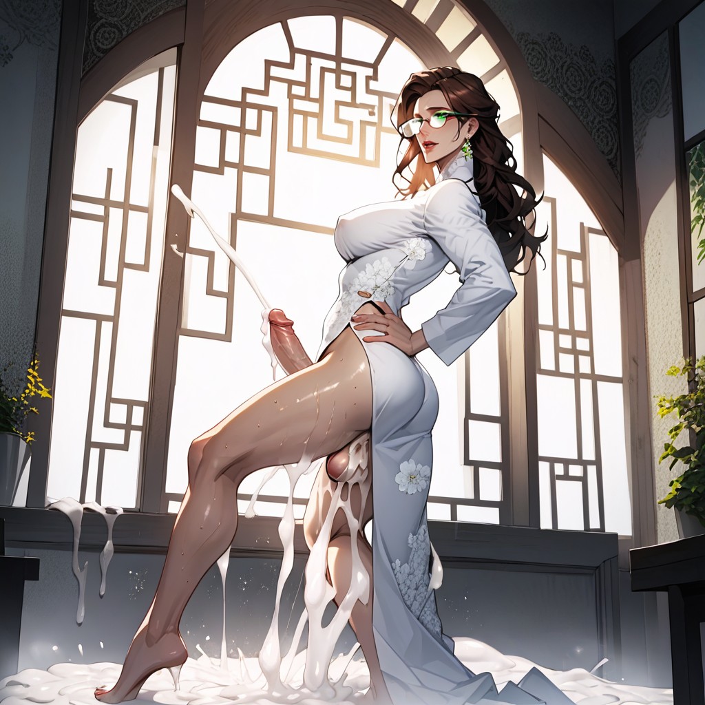Glasses, Hot Breath Panting, Maternal Beauty Shemale AI Porn