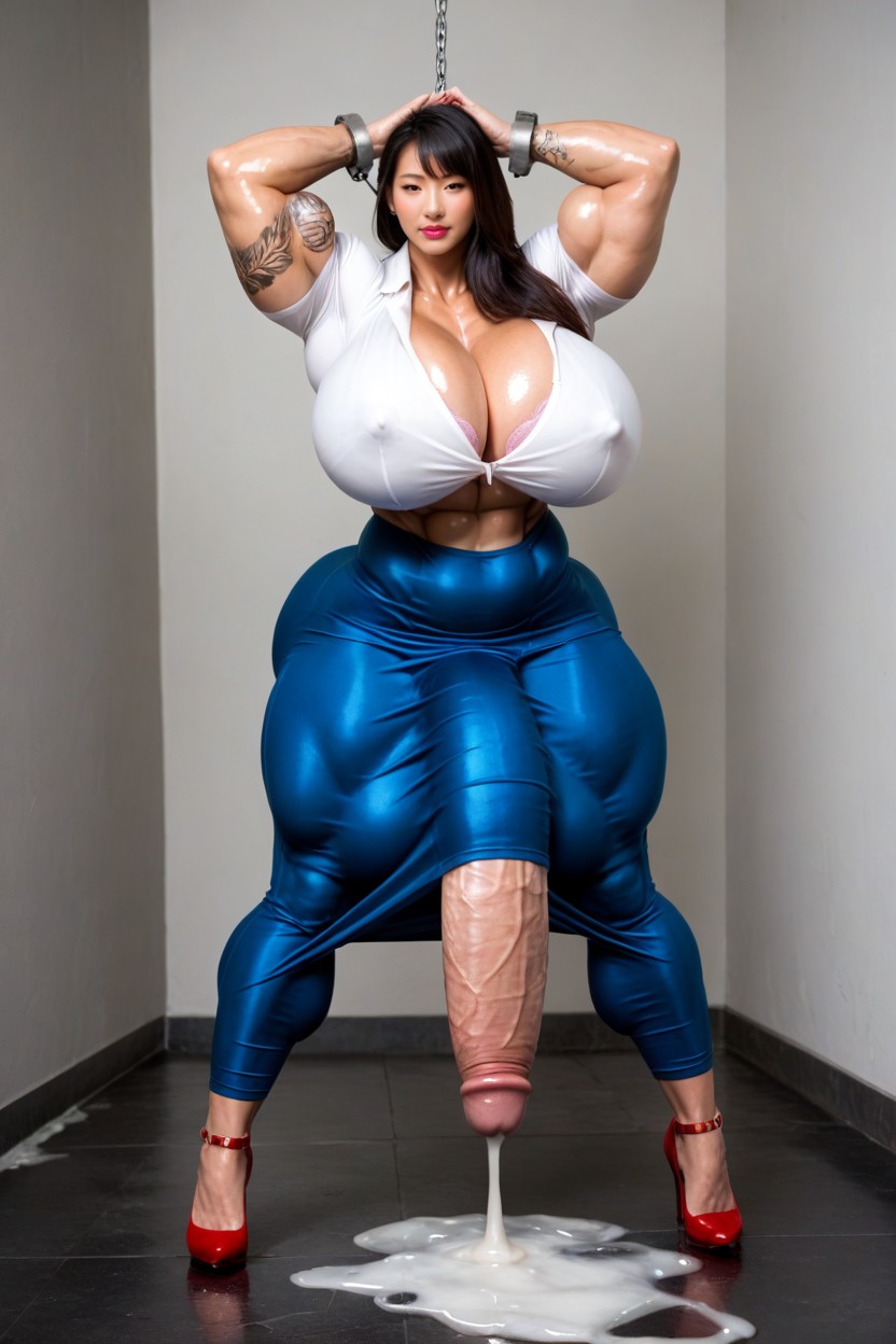 Gigantic Breasts, ブラジャー, Impossibly Long Hyper Penis ,red Heels,pink Lip Gloss ニューハーフAIポルノ