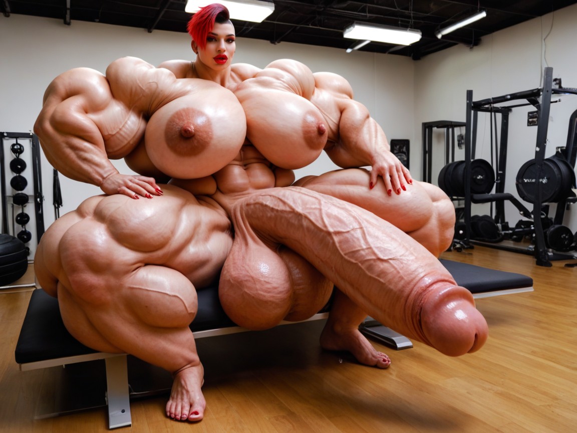 Hyper Absurdly Gigantic Massive Muscle, Penis Bigger Than Body, Hyper Gigantic Penis Shemale AI Porn