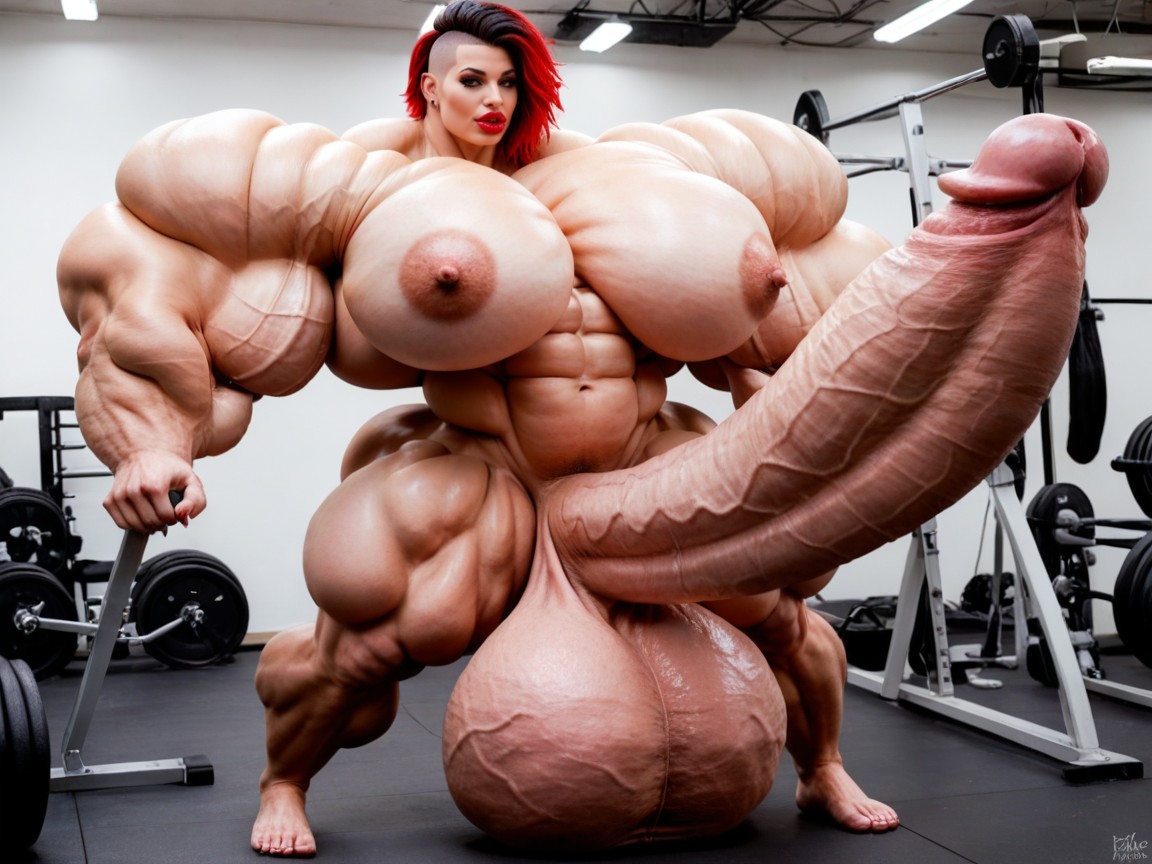 Rounded Ass, Hyper Gigantic Penis, Hyper Growth Shemale AI Porn