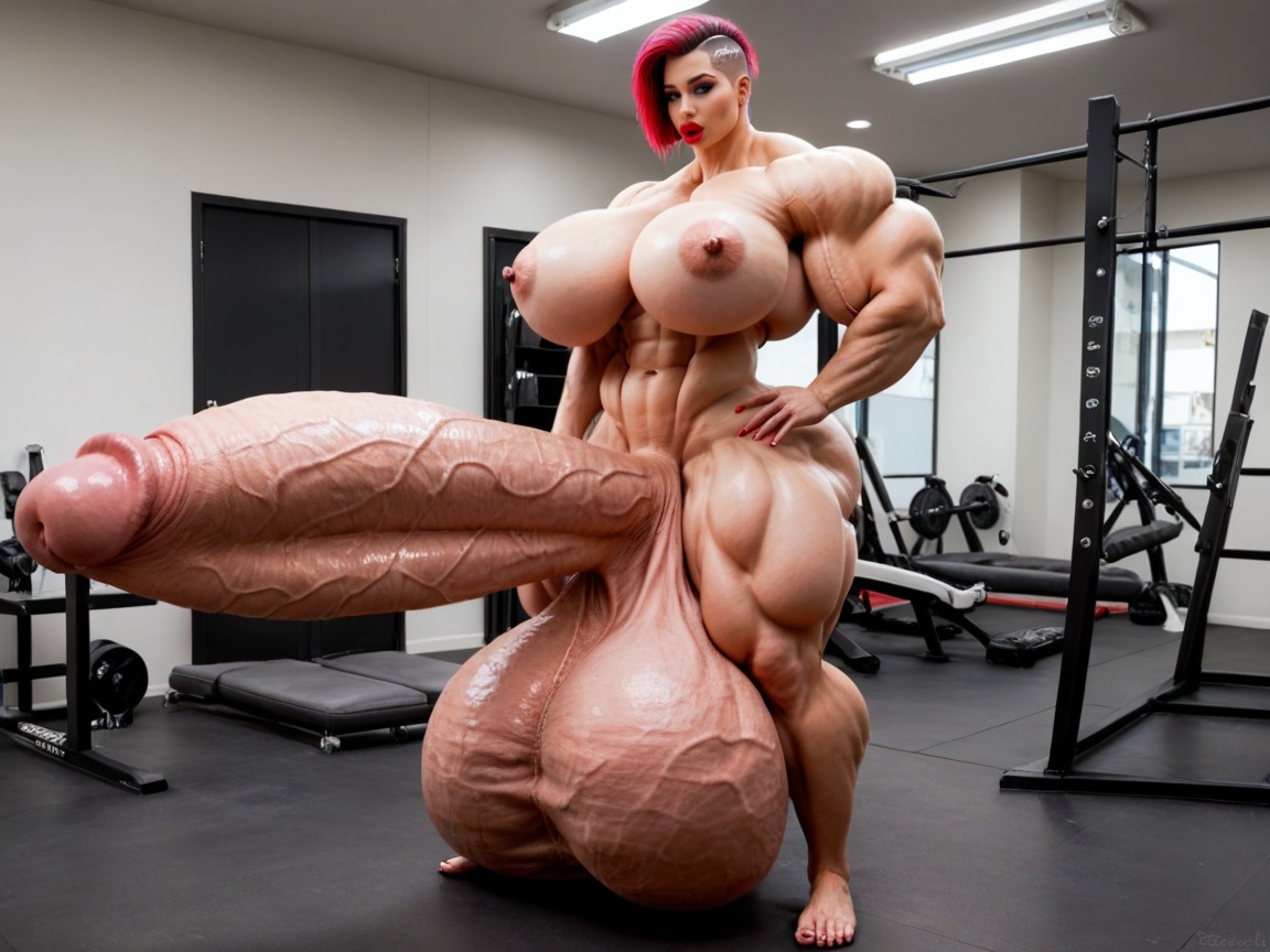 Hyper Absurdly Oversized Gigantic Massive Muscle, Hyper Absurdly Oversized Gigantic Wides Penis, Balls Are Big Enough To Touch The Floor 쉬메일 AI 포르노