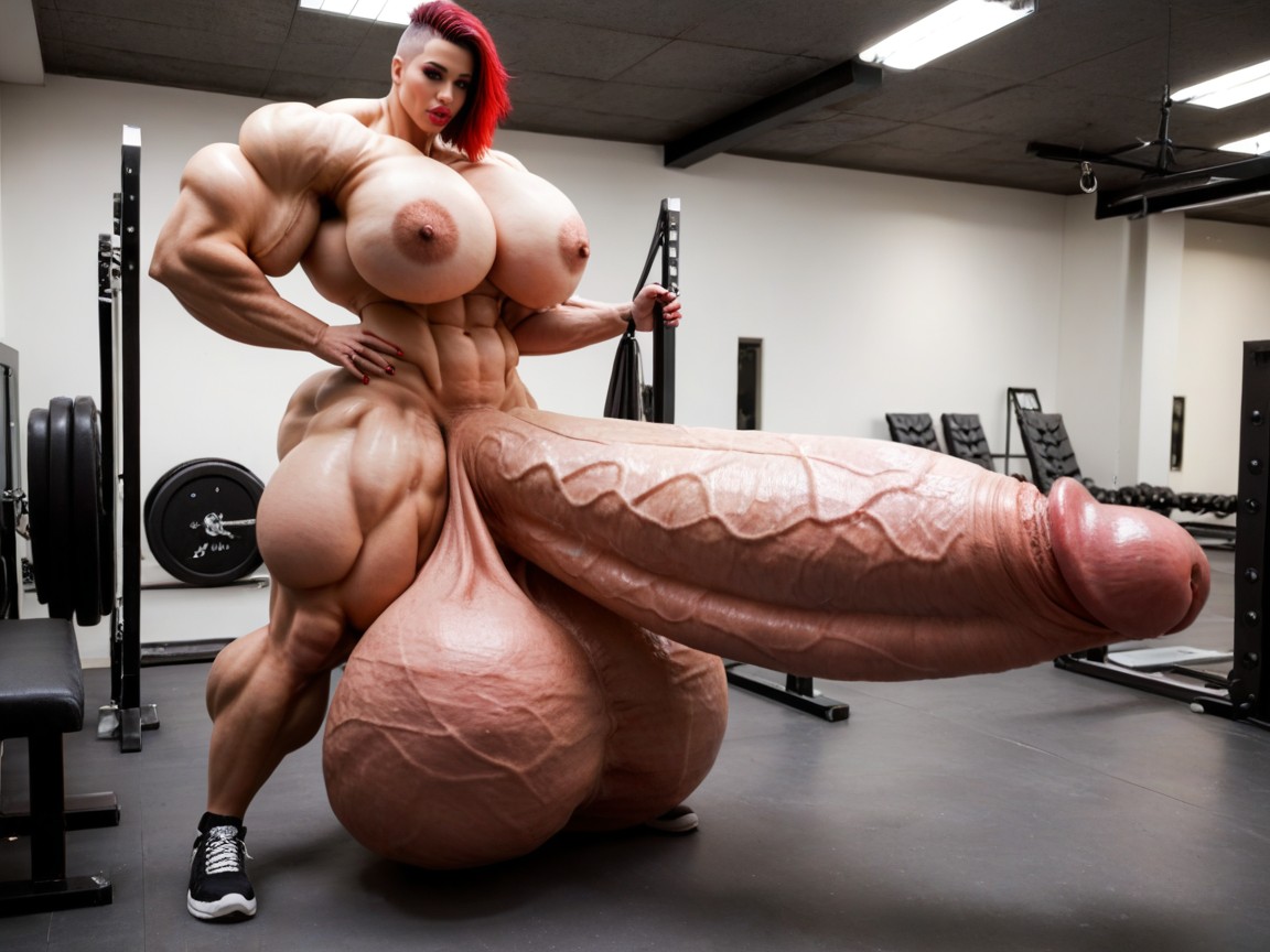 Balls Are Big Enough To Touch The Floor, Penis Bigger Than Body, 18+ Shemale AI Porn