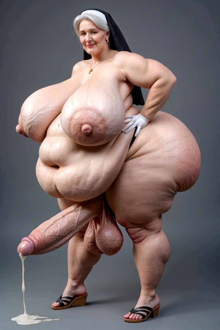 Swollen Nipples, Nun, Full Body Shemale AI Porn