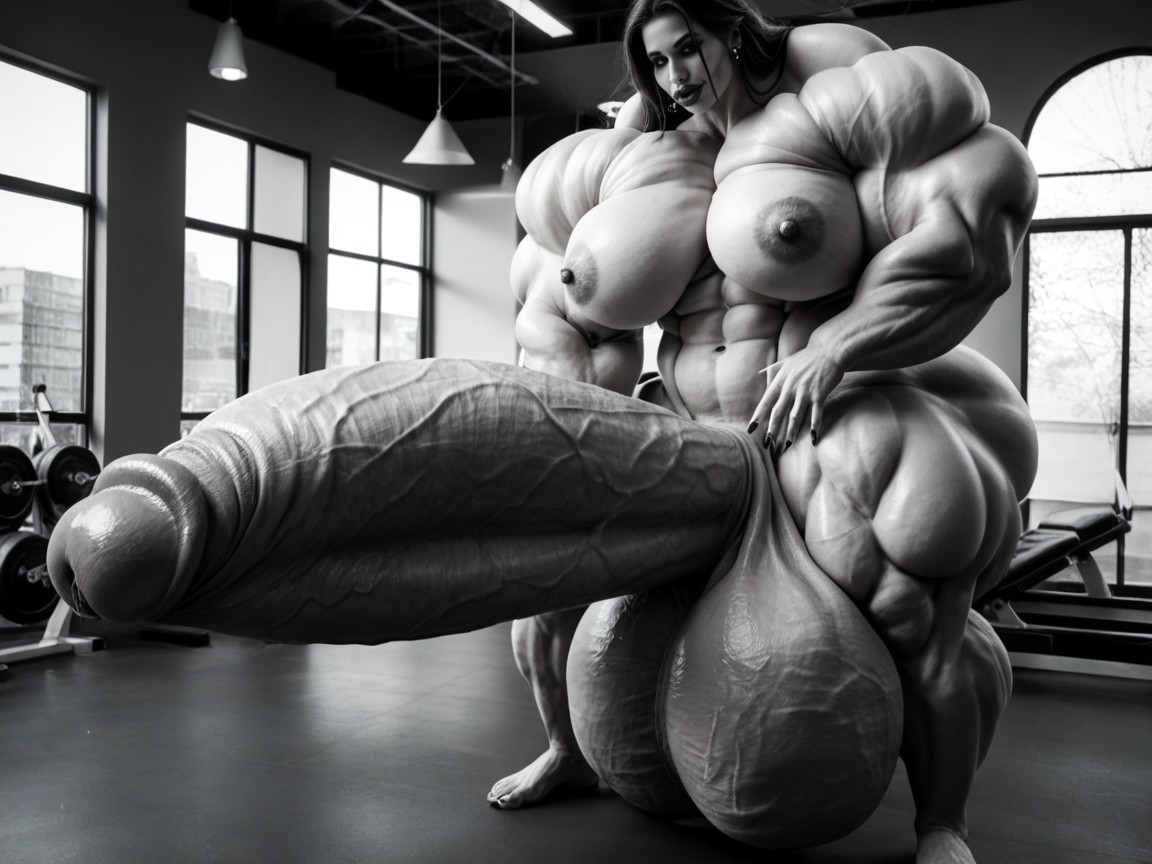 Full Body View, Hyper Absurdly Oversized Gigantic Wides Penis, Hyper Long Penis Shemale AI Porn
