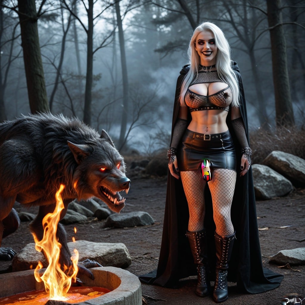 High Heel High Boots, Black Hooded Cloak, Big Lips Shemale AI Porn