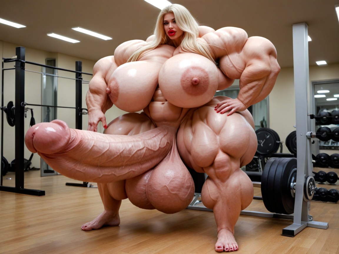 Nude Hyper Futanari With Hyper Gigantic Penis, Small Breasts, Penis Is Just Way Too Gigantic Shemale AI Porn