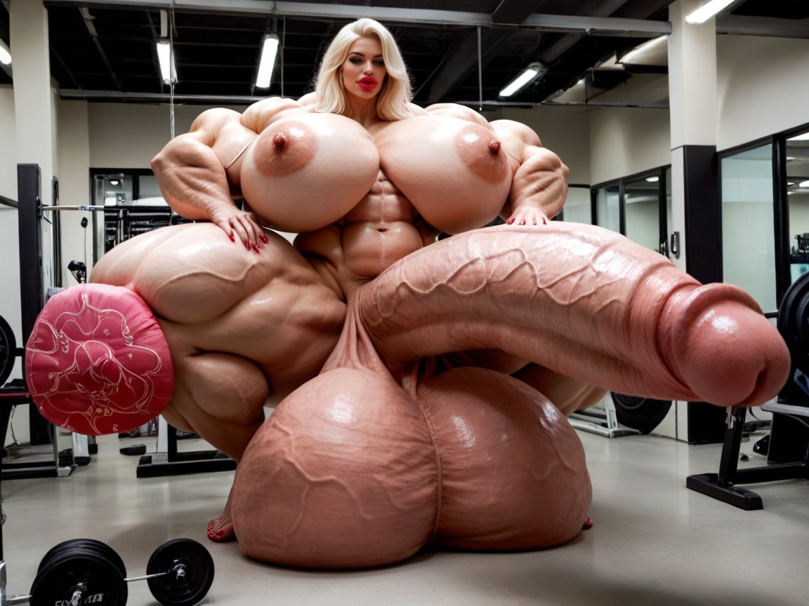 Giant Bulging Penis, 18+, Penis The Size Of The Gym Shemale AI Porn