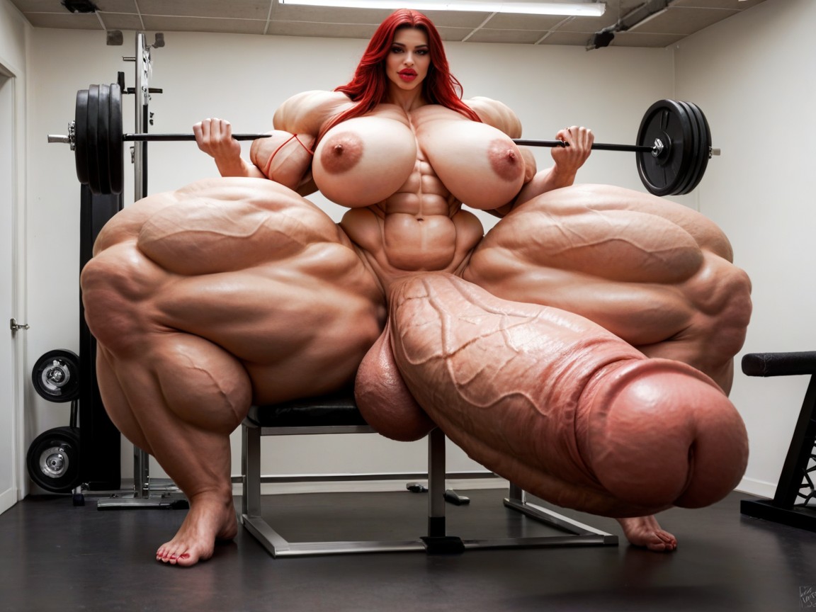 Extremely Muscular, Penis Is Just Way Too Gigantic, Hyper Absurdly Oversized Gigantic Girthy Penis Shemale AI Porn