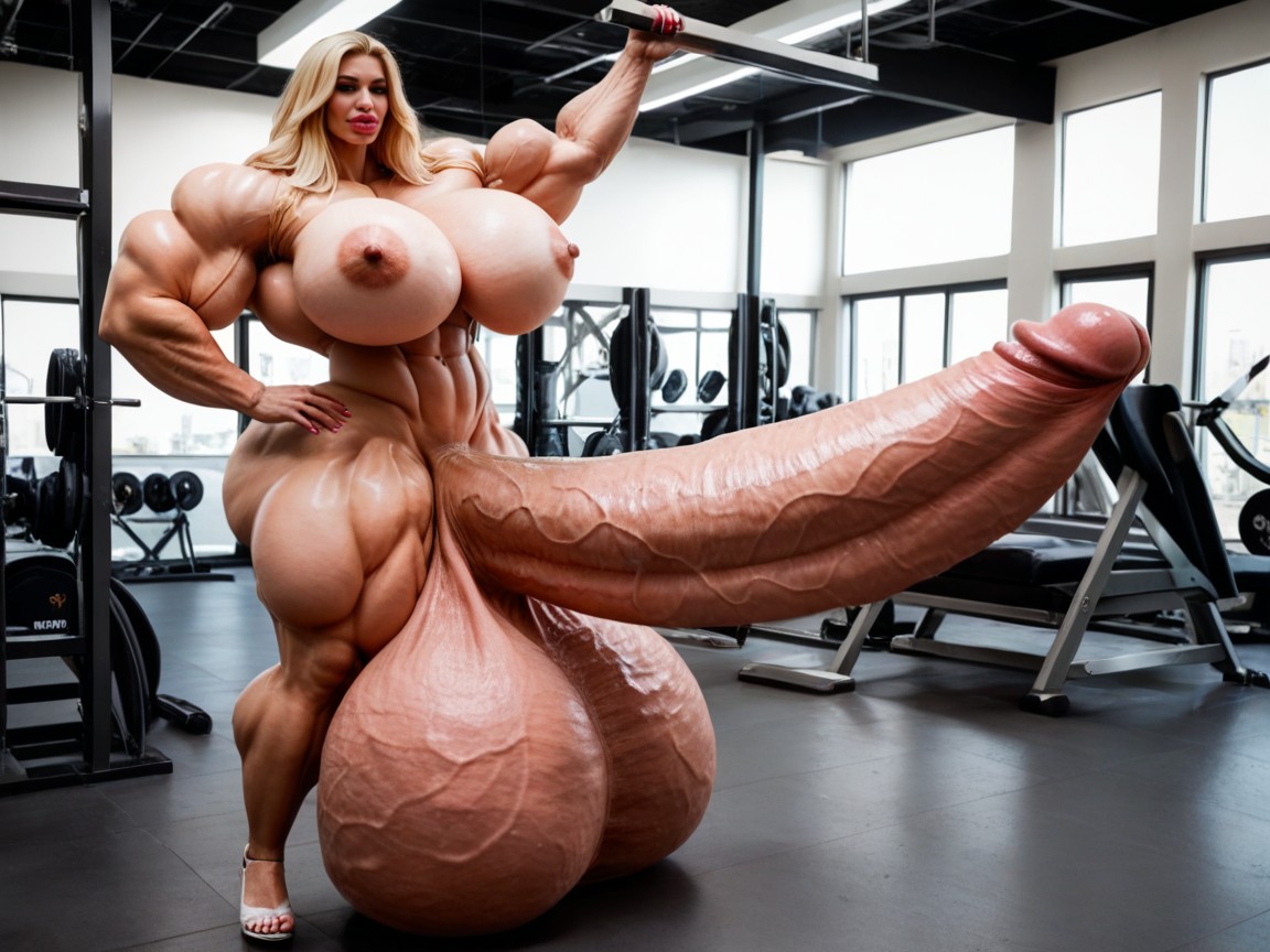 Balls Are Just Too Gigantic, Penis Gigantic Then Torso, Small Breasts Shemale AI Porn