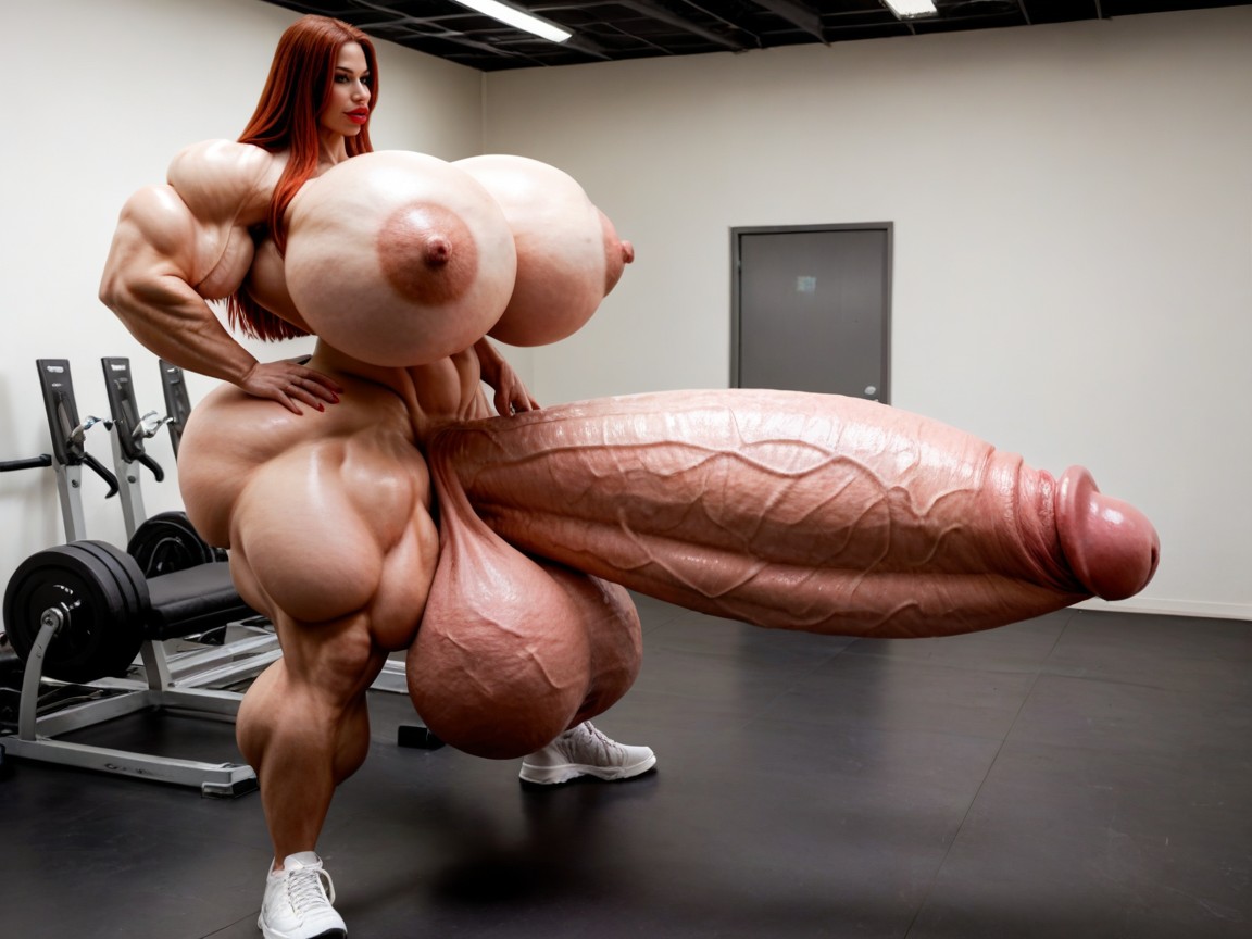 Hyper Absurdly Oversized Gigantic Girthy Penis, Ultra Detailed Face, Hyper Gigantic Growth Shemale AI Porn