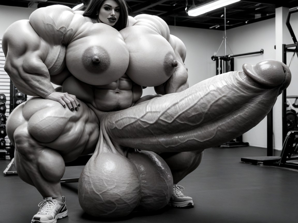Hyper Absurdly Oversized Muscle, Hdr, Hyper Lips Shemale AI Porn