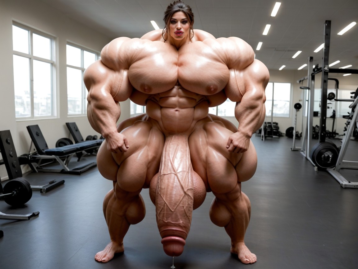Hyper Gigantic Penis, Hyper Gigantic Swollen Bimbo Lips, Hyper Absurdly Oversized Gigantic Girthy Penis Shemale AI Porn