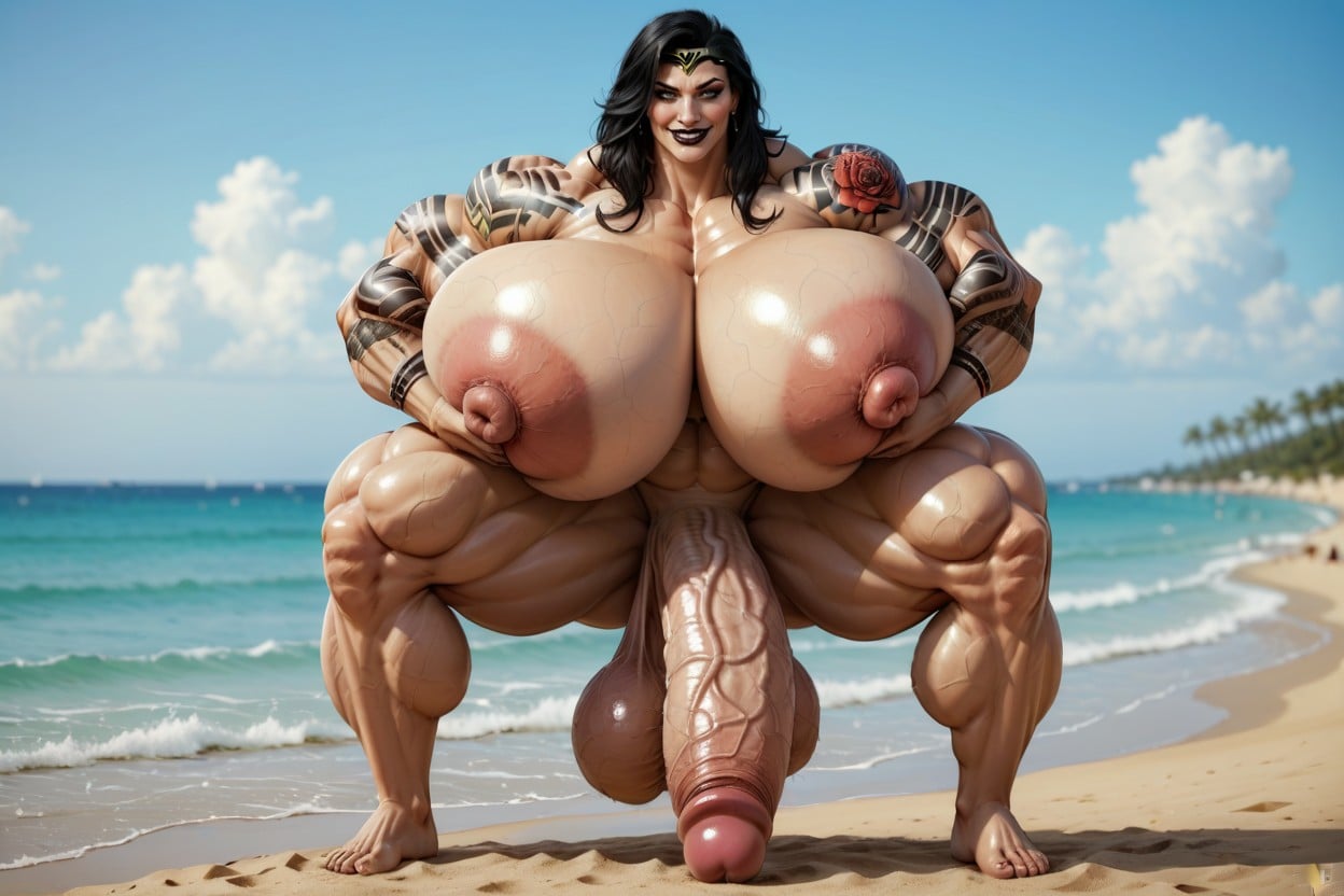 Hyper Saggy Balls, Hyper Muscles, Corps Entier Porno IA transsexuelle