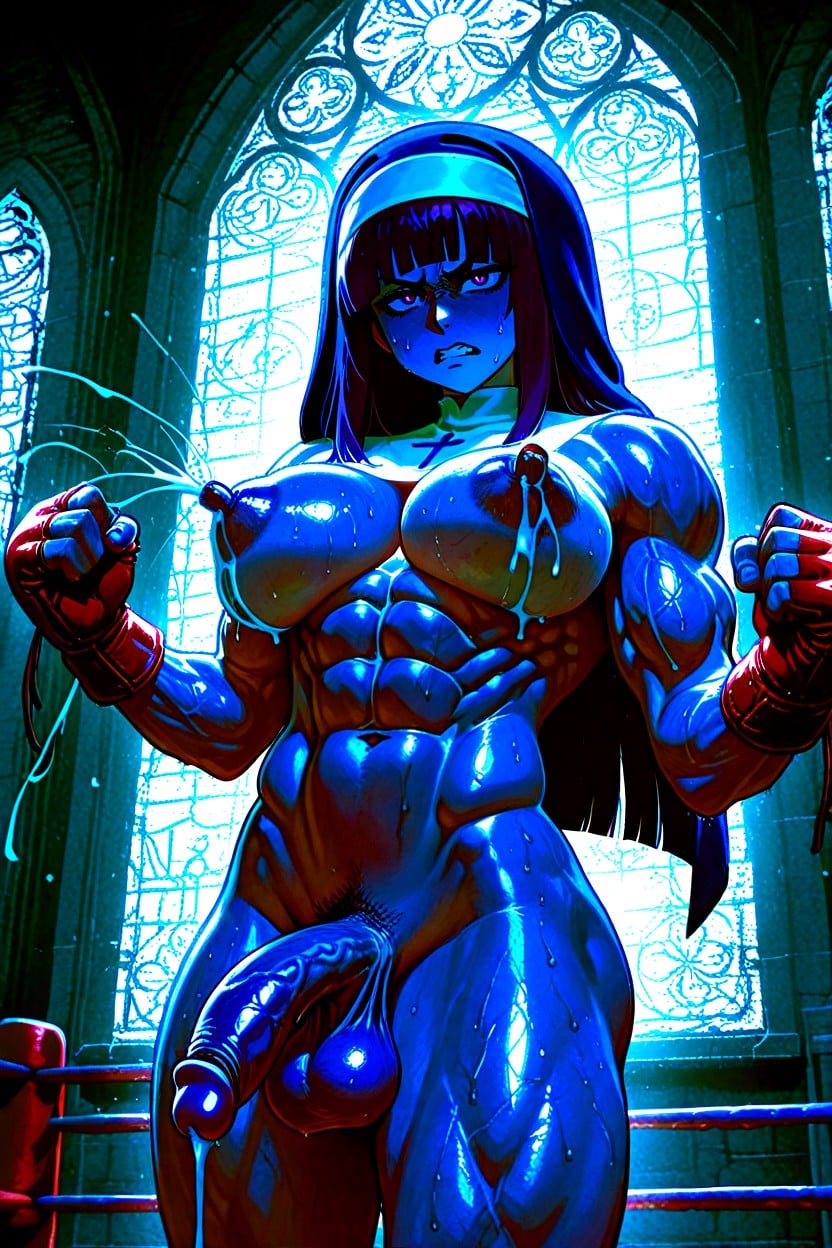 Vue De Face, Well Defined Abs, Musclé Porno IA transsexuelle
