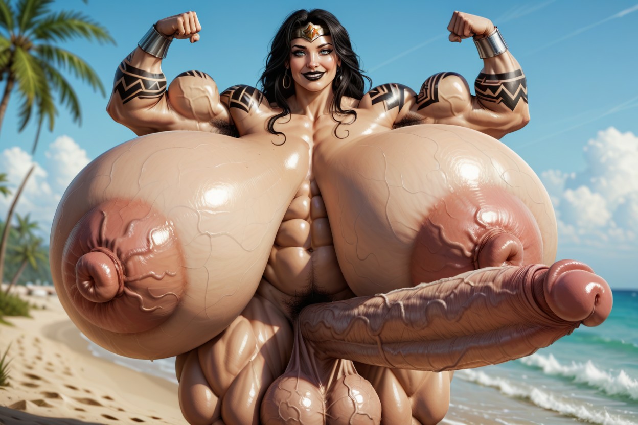 Extremely Gigantic Breasts, Hyper Colossal Gigantic Breasts, Standing Porno IA transsexuelle