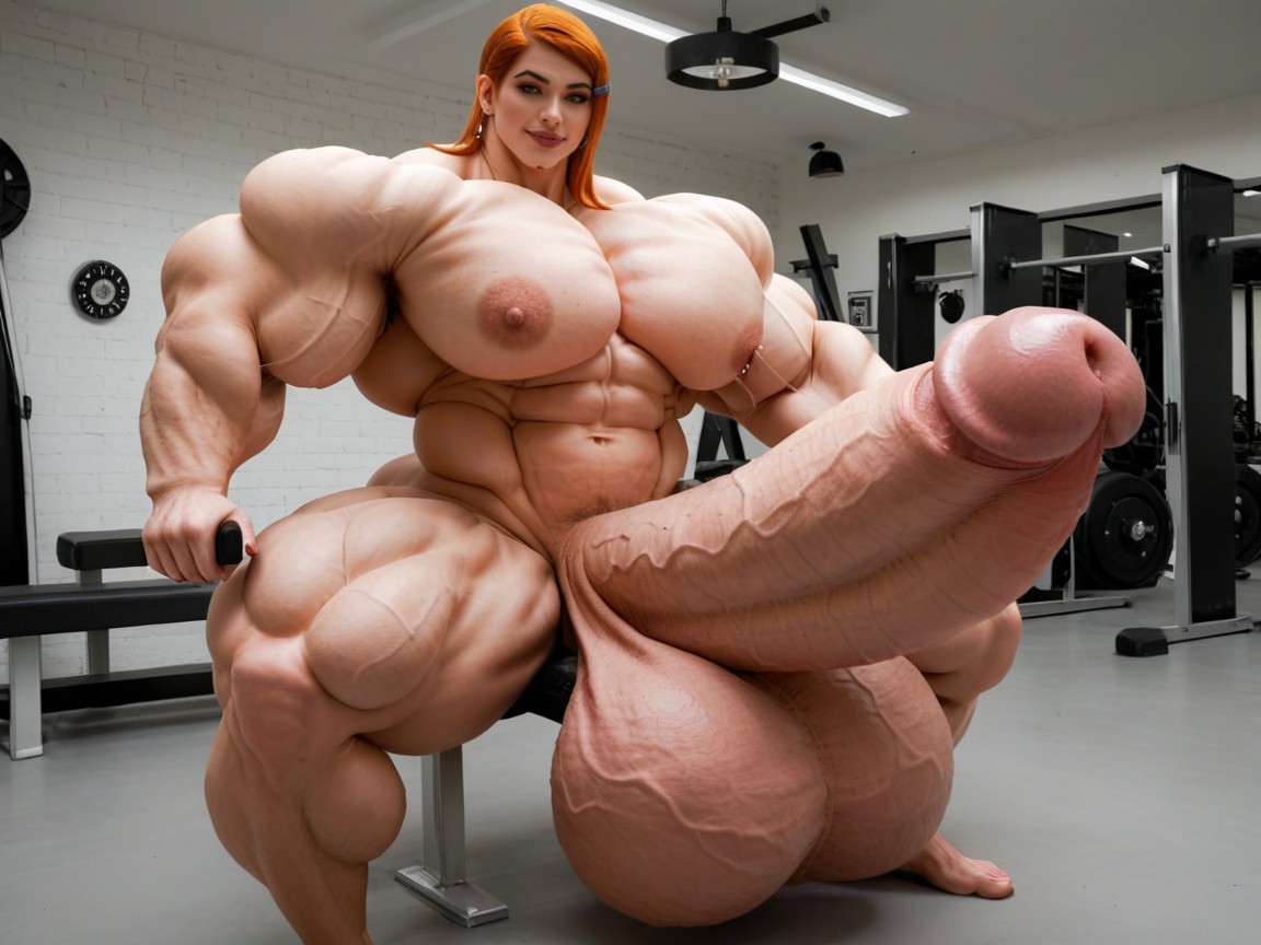 Full Body View, Balls Are Just Too Gigantic, Hyper Absurdly Oversized Gigantic Girthy Penis Porno IA transsexuelle